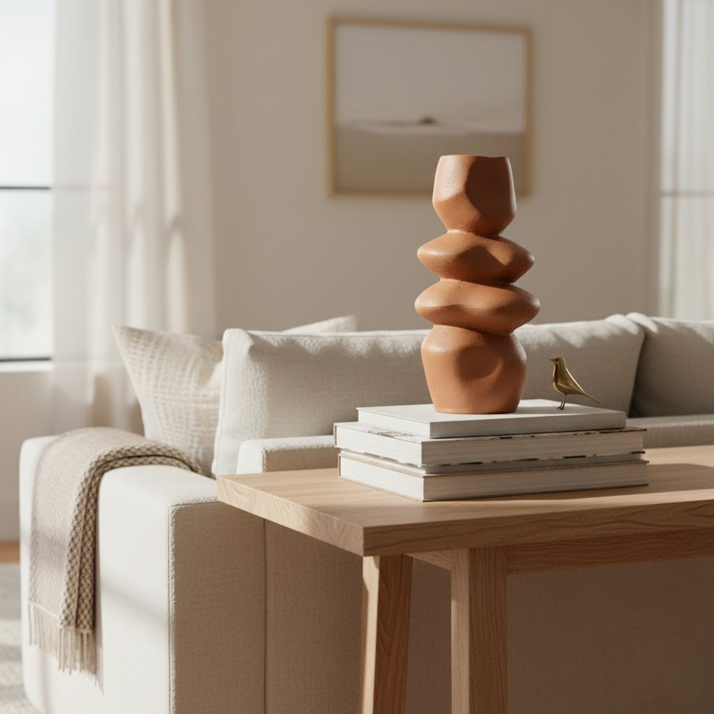 Sculptural Terracotta Stacked Vase