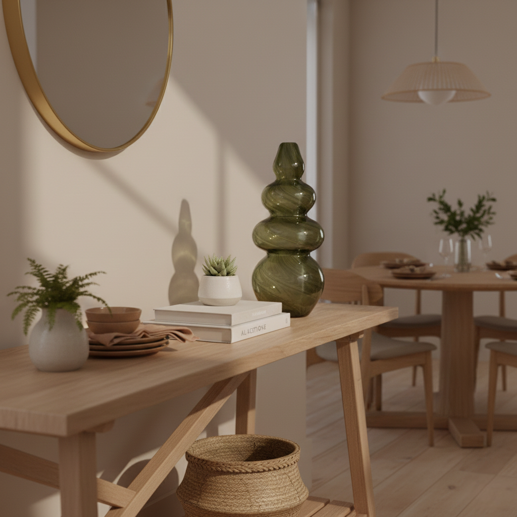 Green Sculptural Glass Stacked Vase